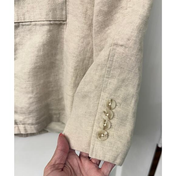 Murano beige 100% linen medium Blazer light brown tan women's 2 button - Picture 4 of 9